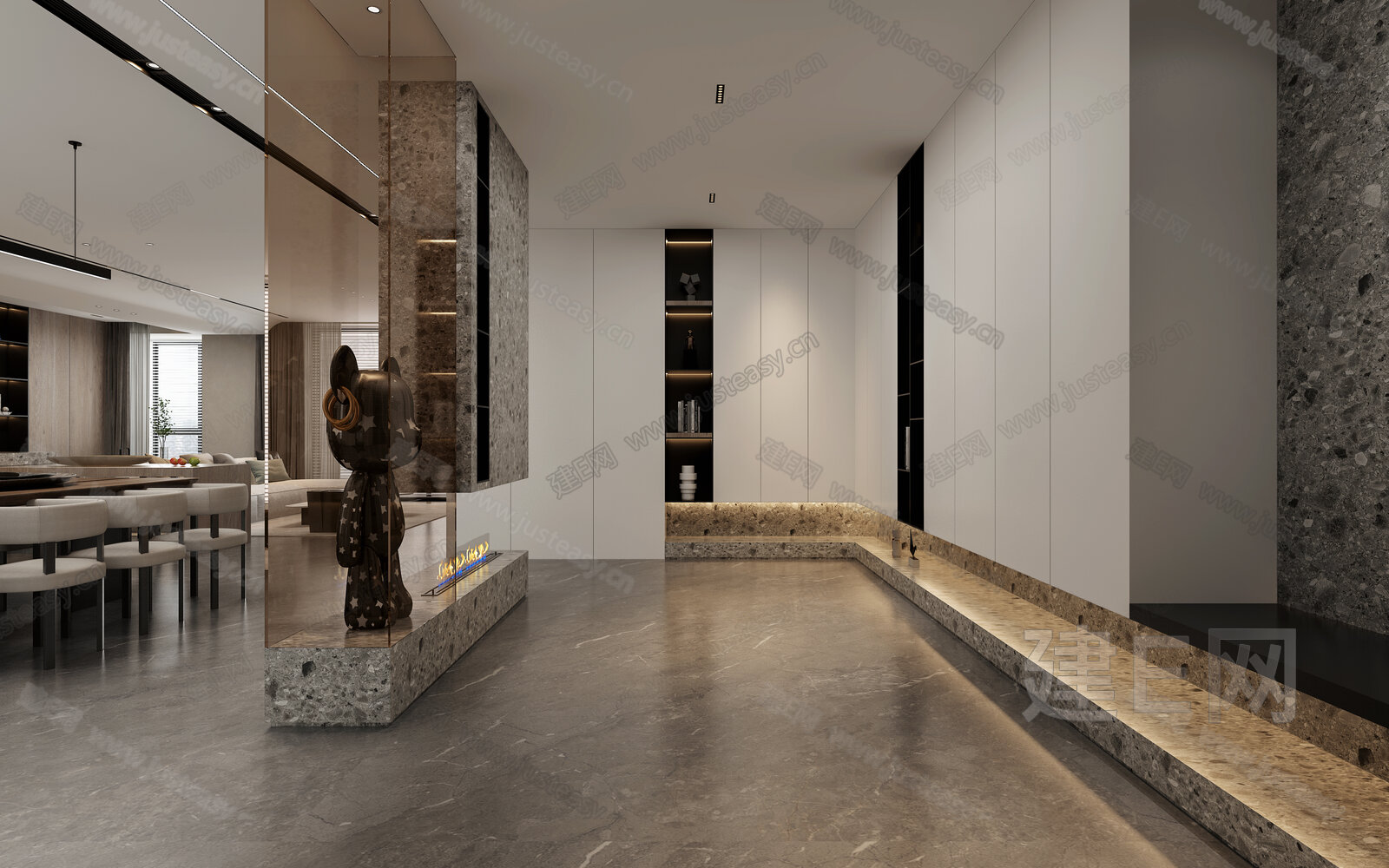 【现代客餐厅3d模型】建E网_现代客餐厅3d模型下载[ID:101931709]_打造3d现代客餐厅模型免费下载平台