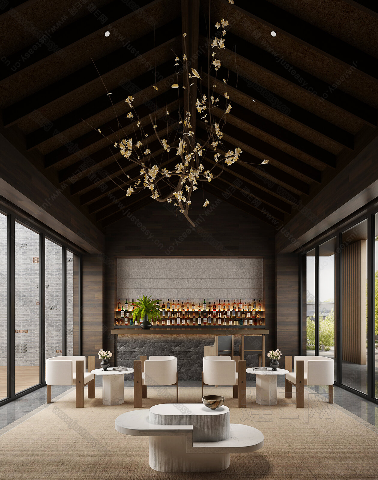 矩阵纵横 酒店大厅休息区模型SU模型下载[ID:117396303]_建e网su模型