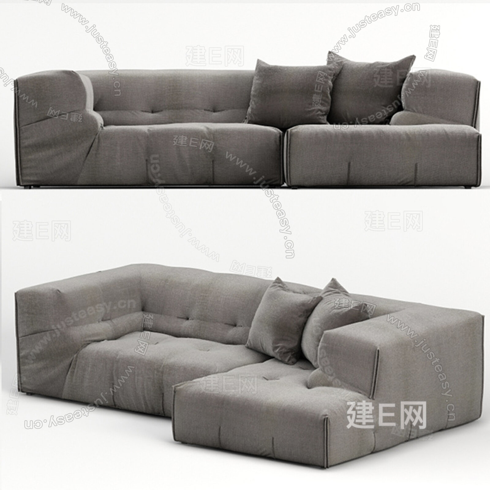 B&B ltalia Tufty 现代多人沙发 布艺模型SU模型下载[ID:109400868]_建e网su模型