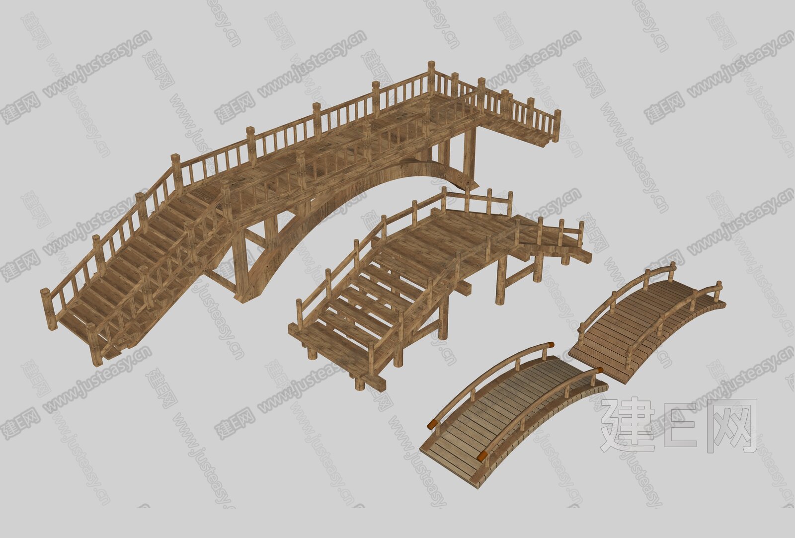 中式木桥模型SU模型下载[ID:110580645]_建E室内设计网