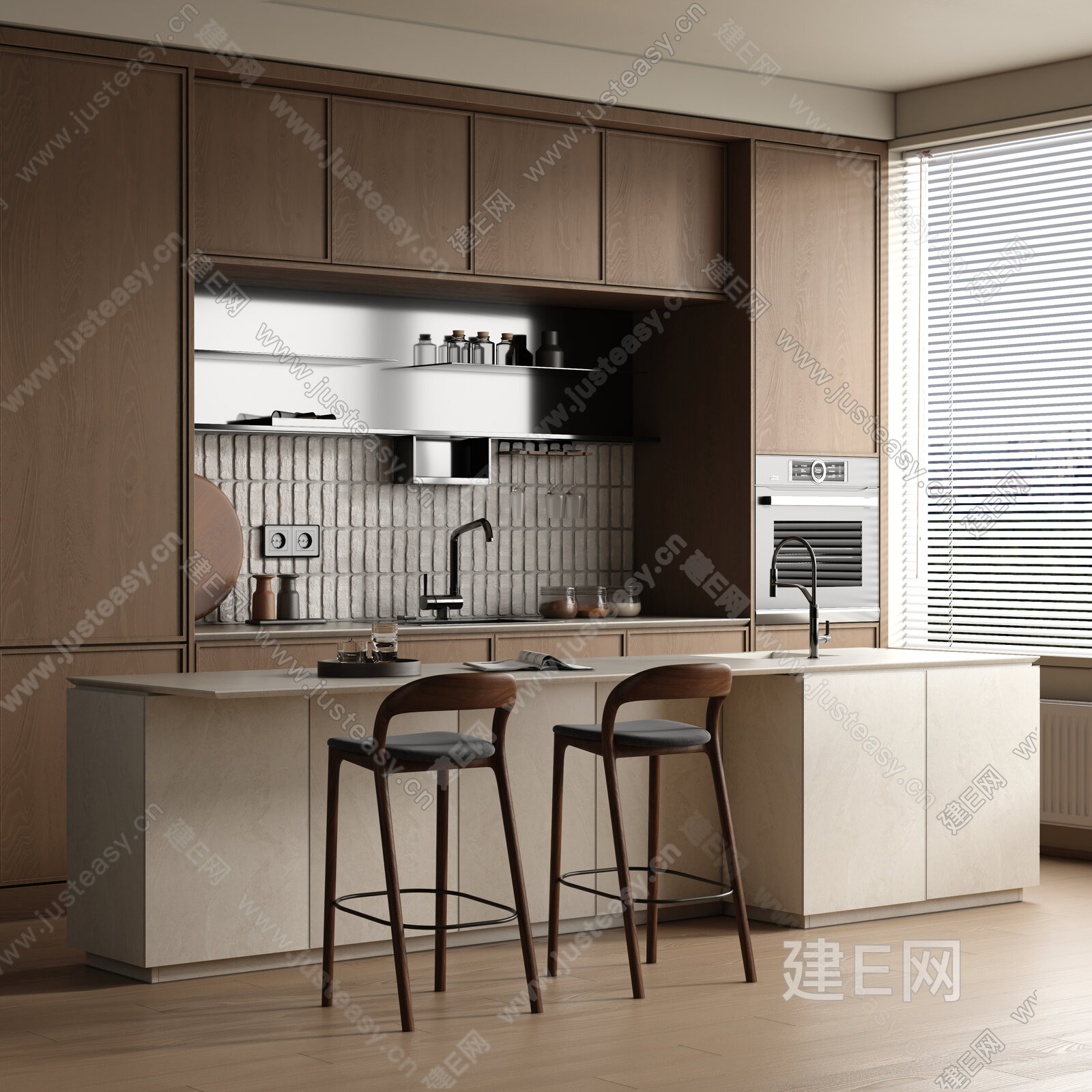 侘寂风餐厅模型SU模型下载[ID:110580726]_建e网su模型