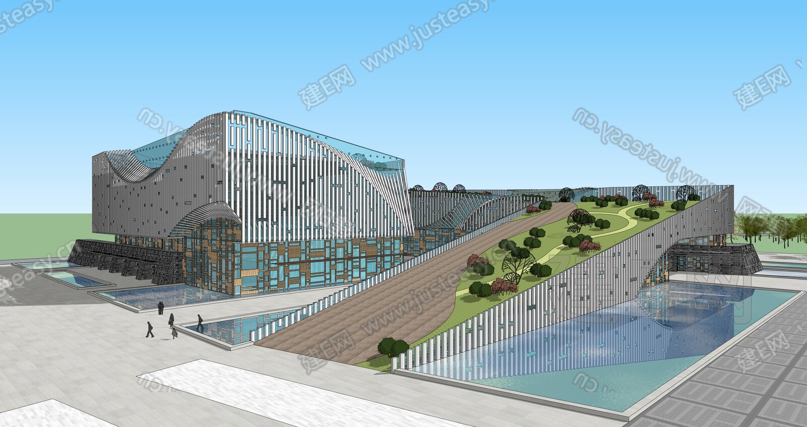 现代展览馆建筑模型SU模型下载[ID:110187379]_建E室内设计网