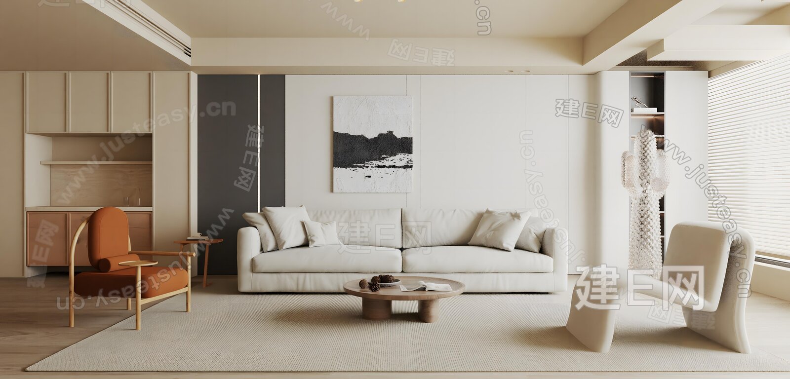 现代客厅模型SU模型下载[ID:110252962]_建e网su模型