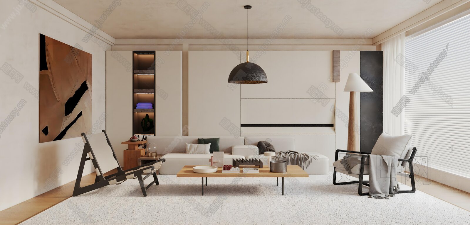 现代客厅模型SU模型下载[ID:110646160]_建e网su模型