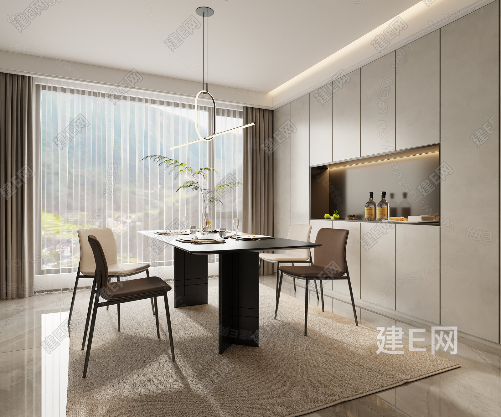 【现代餐厅3d模型】建E网_现代餐厅3d模型下载[ID:113990302]_打造3d现代餐厅模型免费下载平台