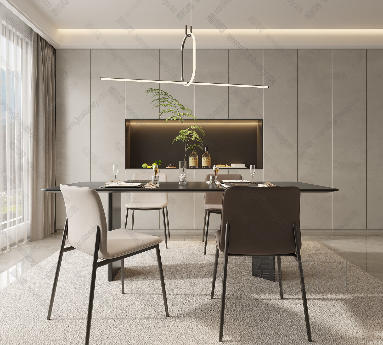 【现代餐厅3d模型】建E网_现代餐厅3d模型下载[ID:113990302]_打造3d现代餐厅模型免费下载平台