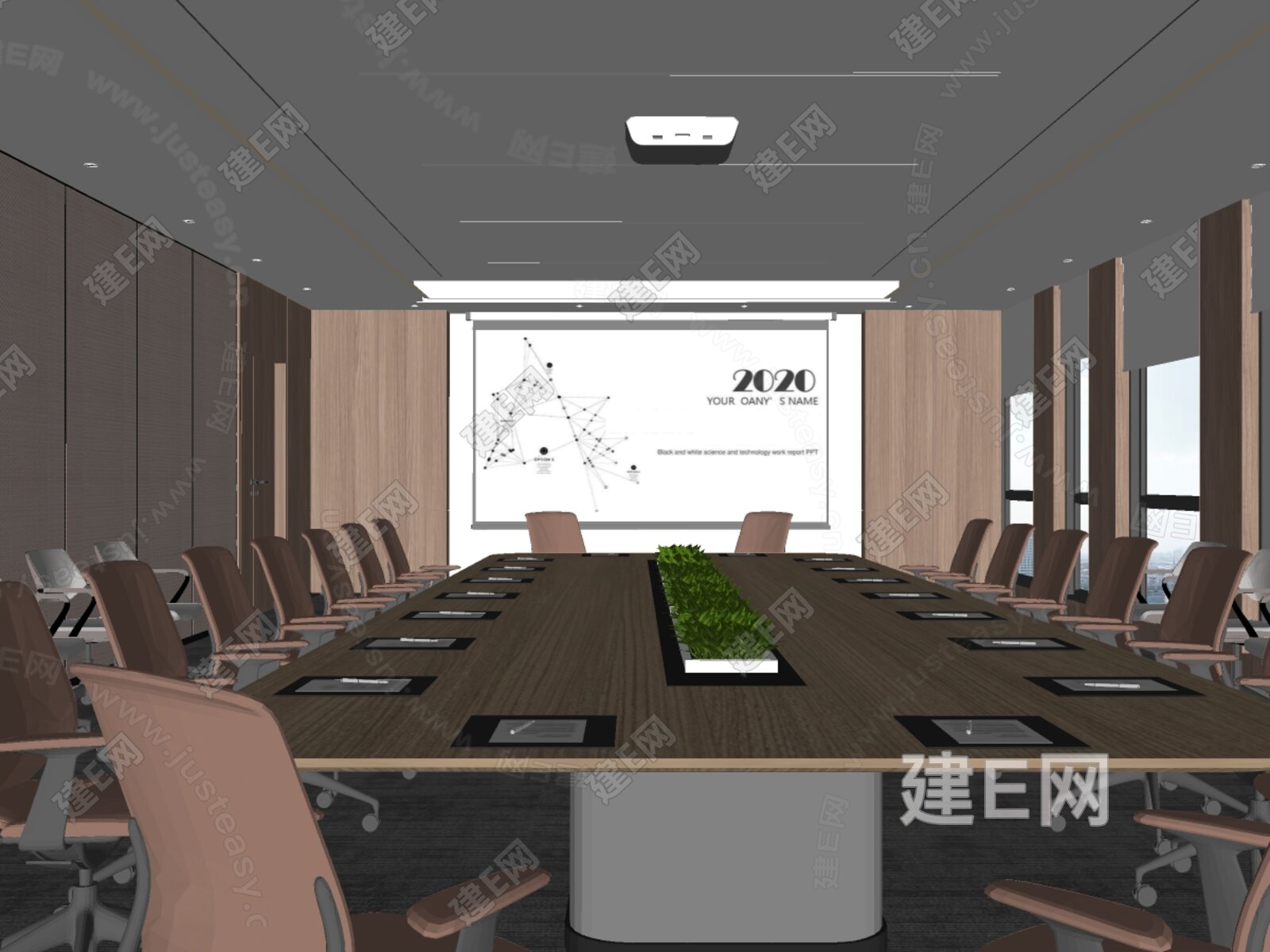 现代会议室 模型SU模型下载[ID:111563761]_建e网su模型
