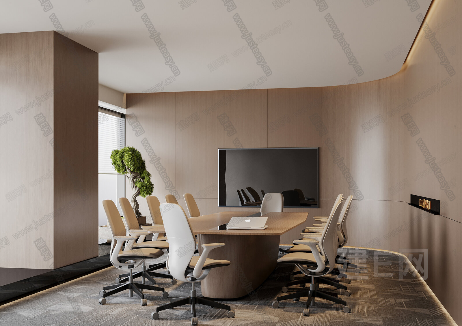 现代会议室3d模型下载[ID:114711127]_建e网3d模型