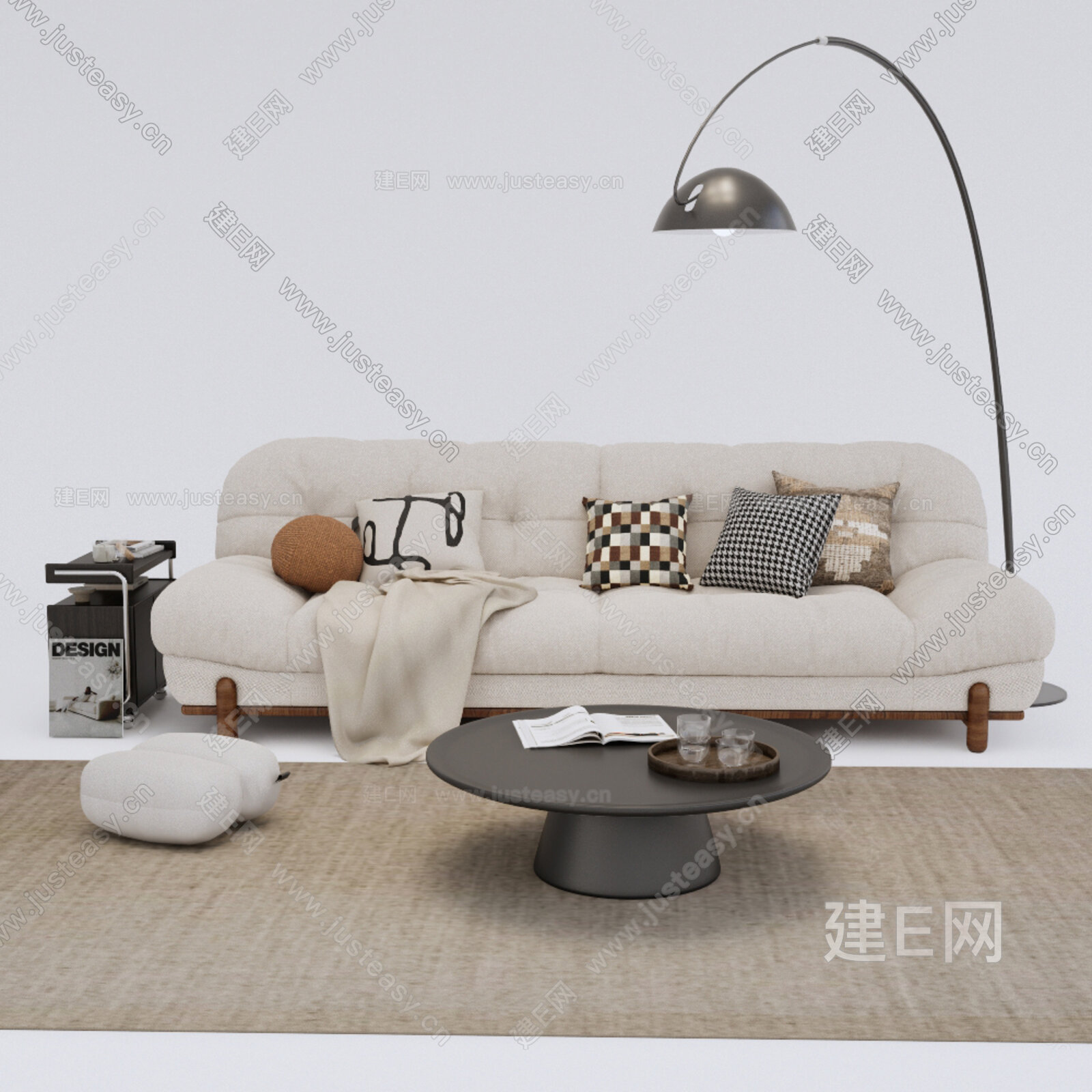 现代沙发茶几组合模型SU模型下载[ID:112087943]_建E室内设计网