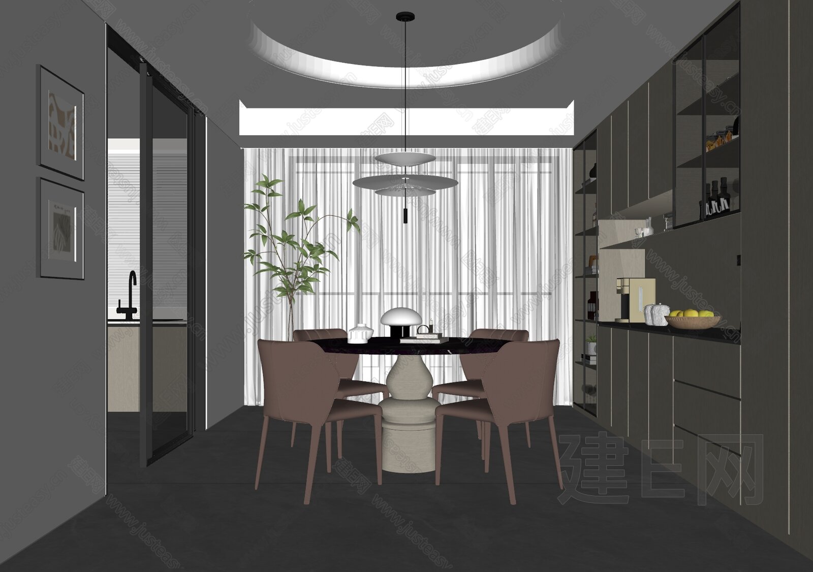 现代餐厅模型SU模型下载[ID:113202038]_建e网su模型