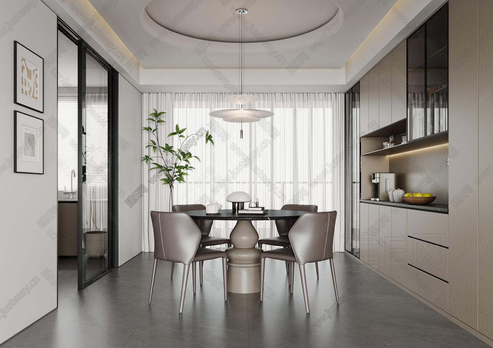 现代餐厅模型SU模型下载[ID:113202038]_建e网su模型