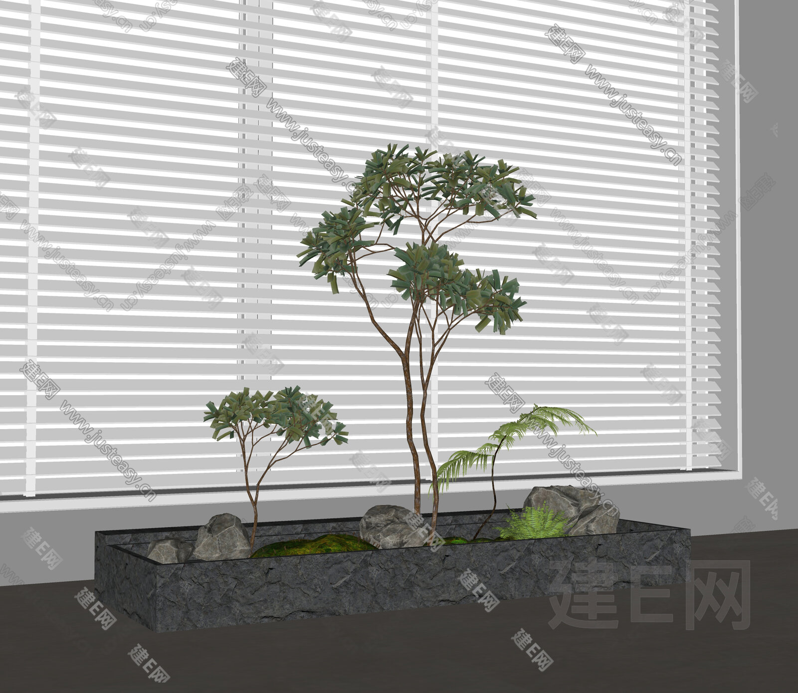 现代室内造景模型SU模型下载[ID:113136549]_建E室内设计网