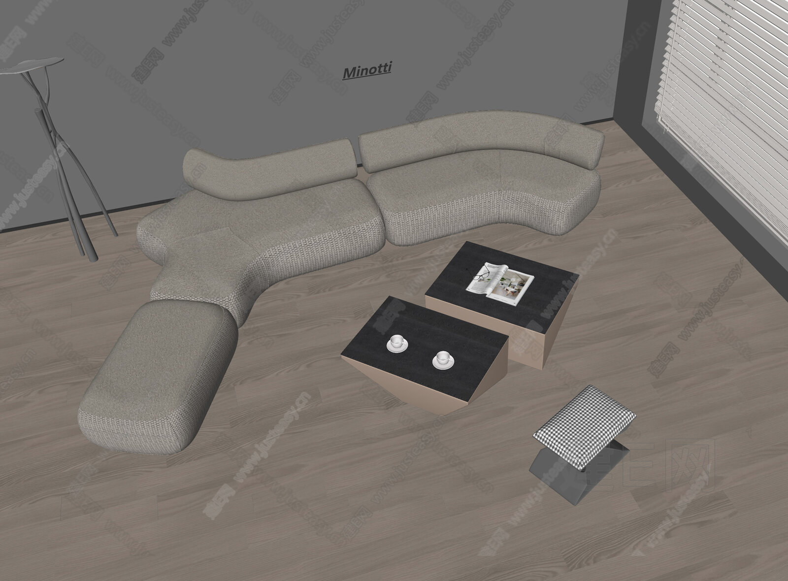 Minotti 米洛提 现代沙发茶几组合模型SU模型下载[ID:105140875]_建e网su模型