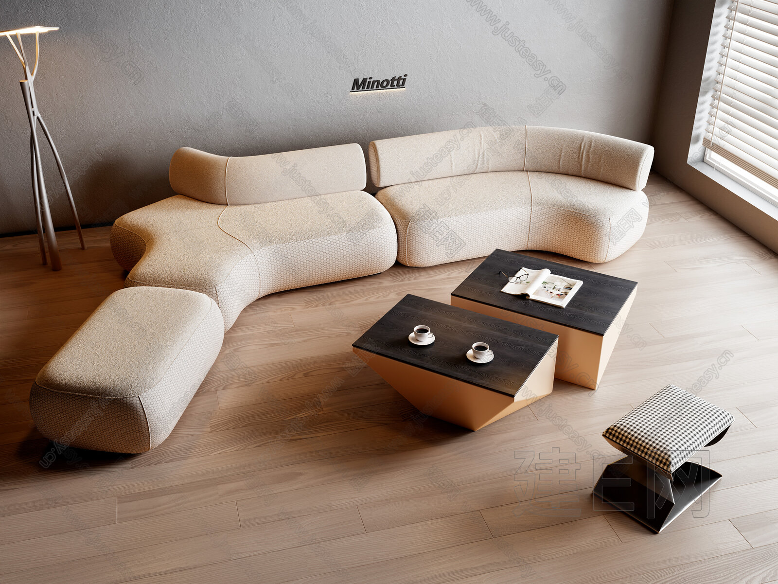 Minotti 米洛提 现代沙发茶几组合模型SU模型下载[ID:105140875]_建e网su模型