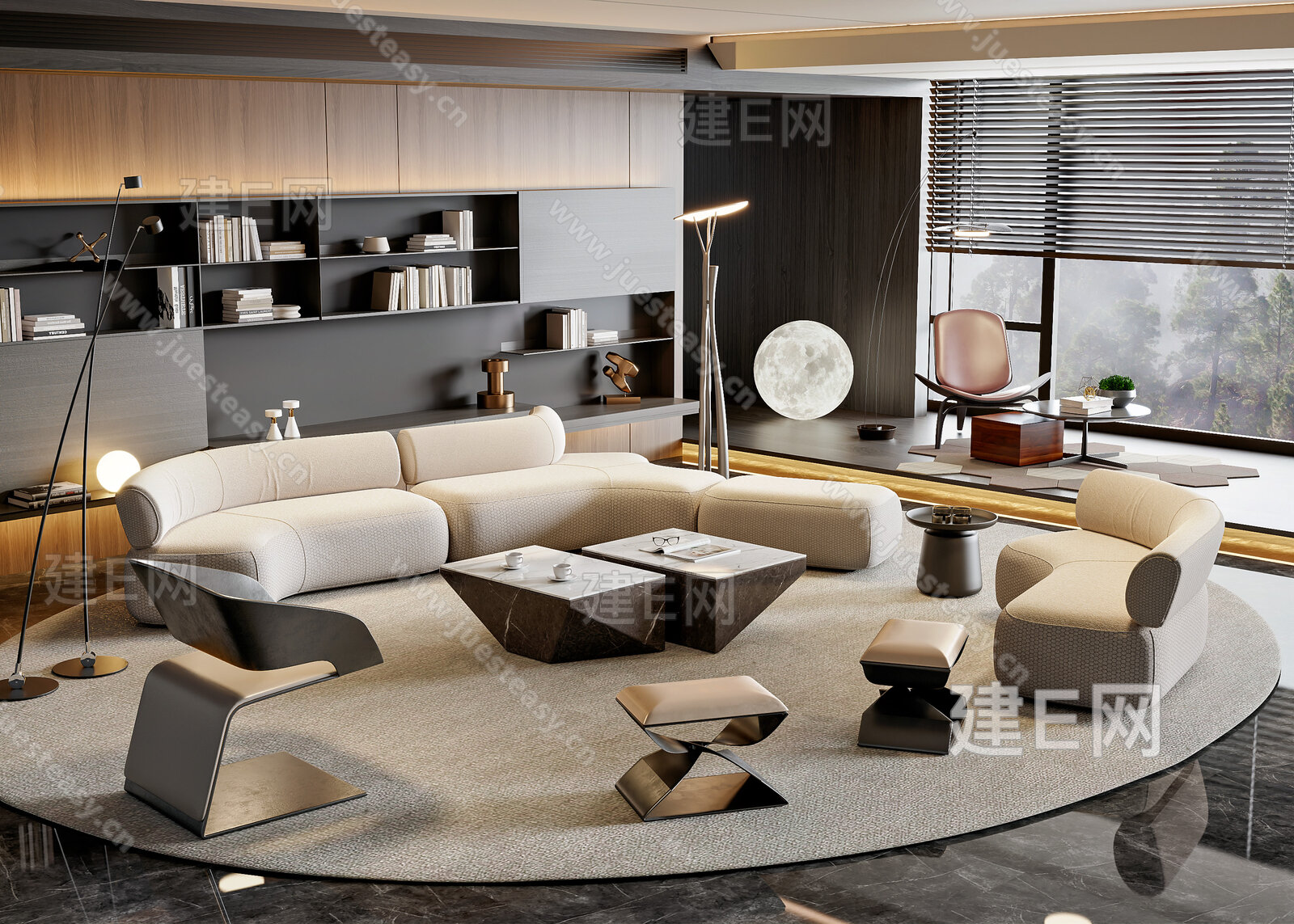 Minotti 米洛提 现代沙发茶几组合SU模型下载[ID:105337522]，Minotti 米洛提 现代沙发茶几组合，SU模型下载