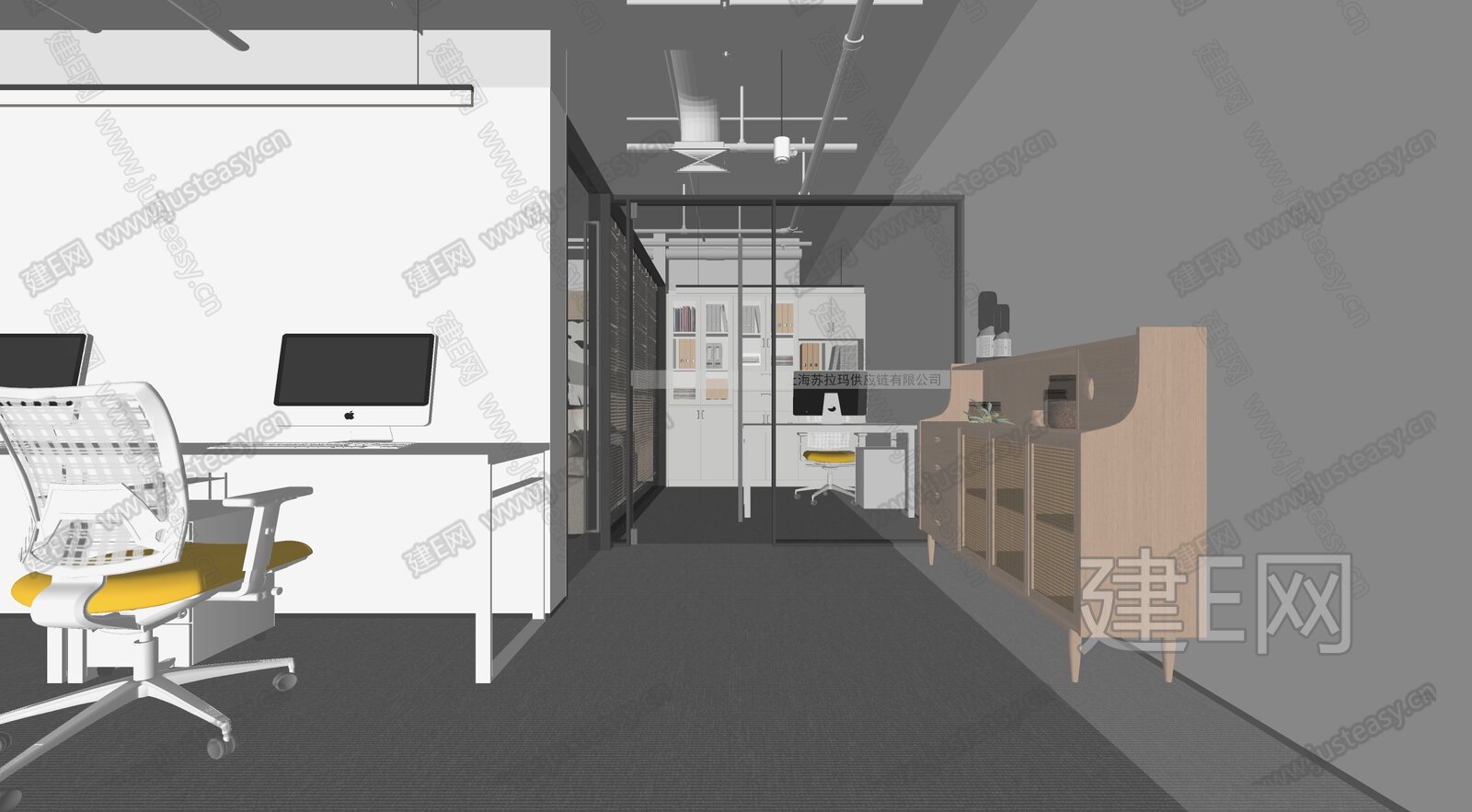 开放办公区模型SU模型下载[ID:105337509]_建e网su模型