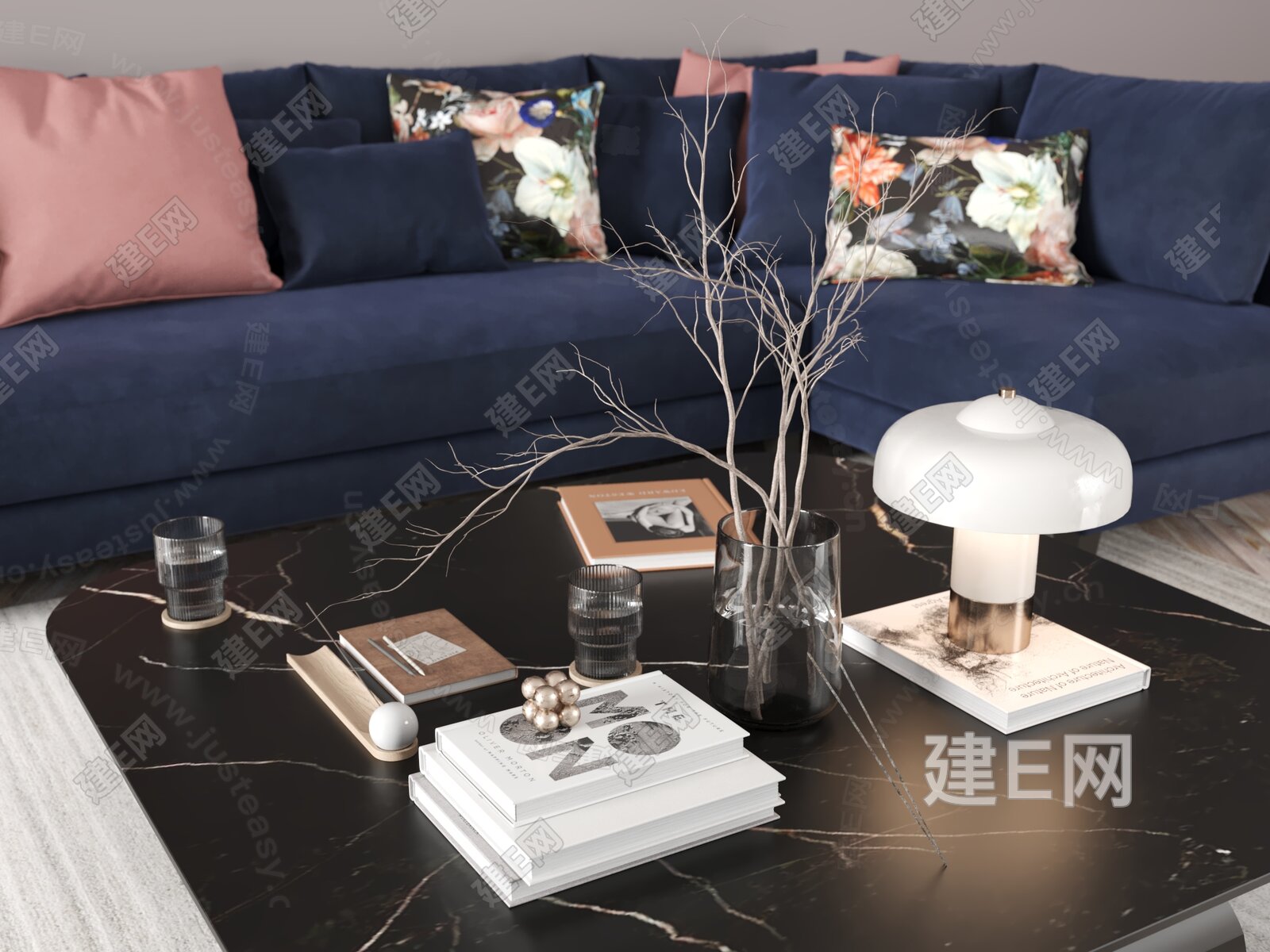 【现代沙发茶几组合3d模型】建E网_现代沙发茶几组合3d模型下载[ID:116414995]_打造3d现代沙发茶几组合模型免费下载平台