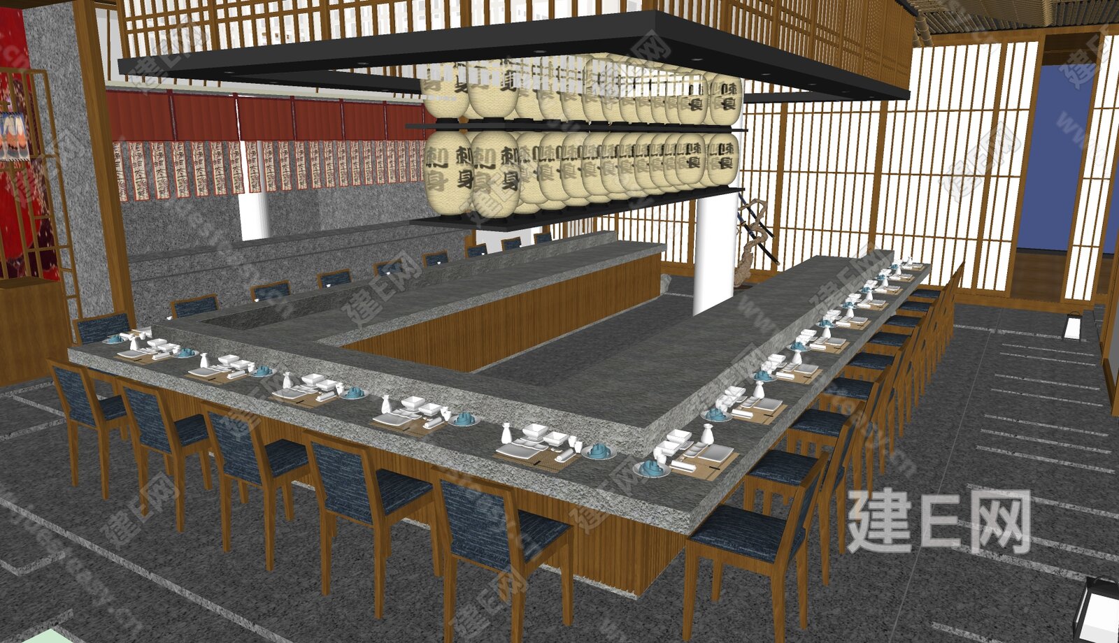 日式铁板烧 模型SU模型下载[ID:105075233]_建e网su模型