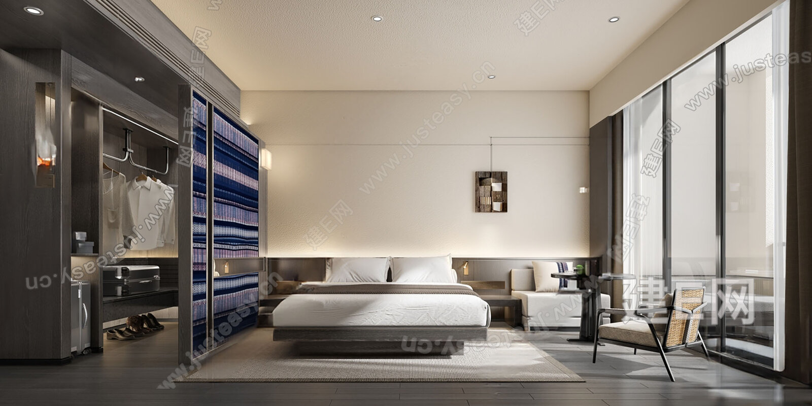 现代酒店客房模型SU模型下载[ID:105534126]_建e网su模型