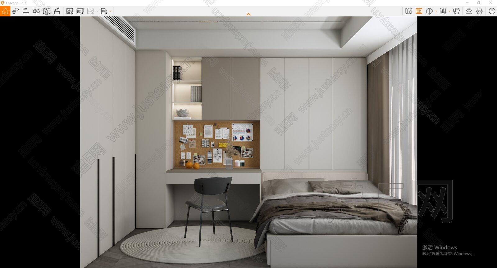 现代榻榻米卧室模型SU模型下载[ID:106189490]_建E室内设计网