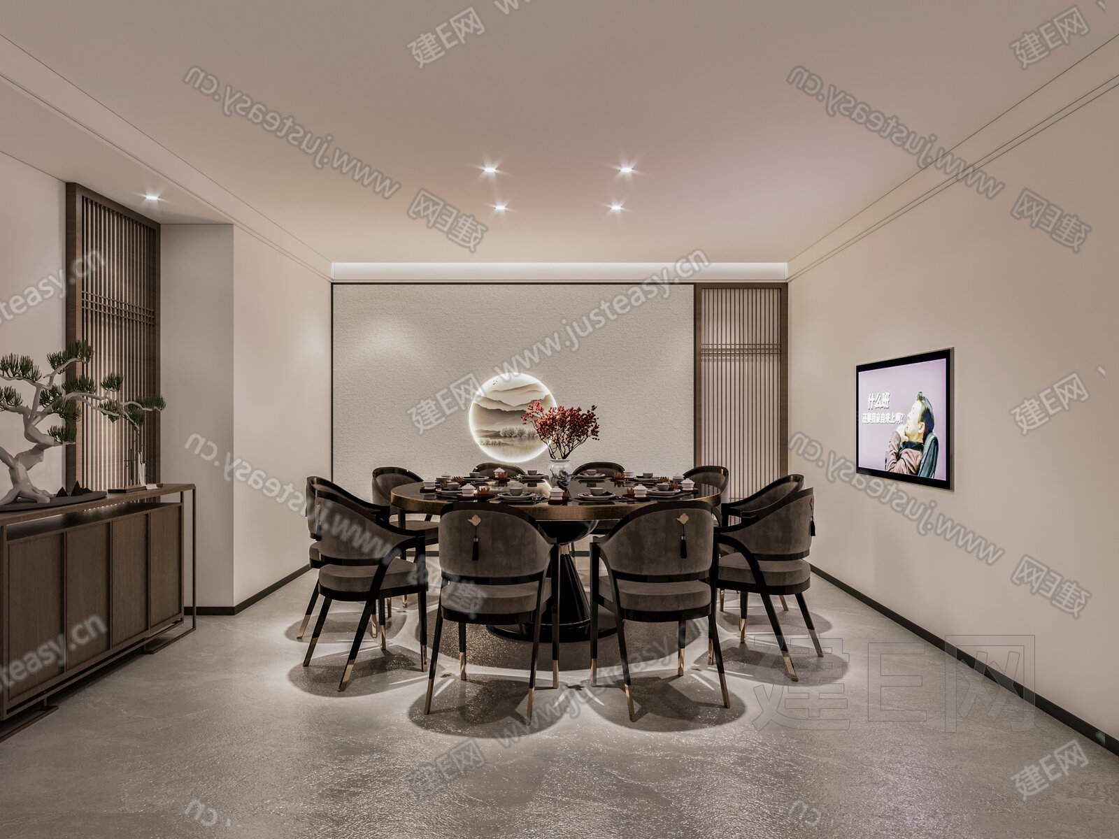 【新中式包间3d模型】建E网_新中式包间3d模型下载[ID:110058236]_打造3d新中式包间模型免费下载平台