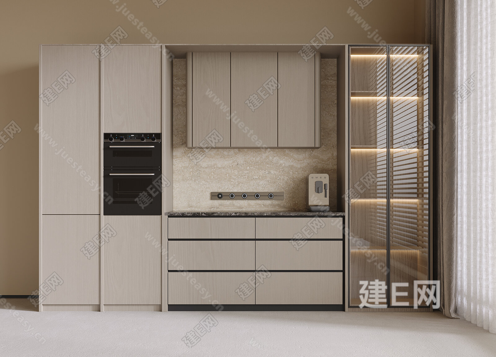现代橱柜模型SU模型下载[ID:106779254]_建E室内设计网