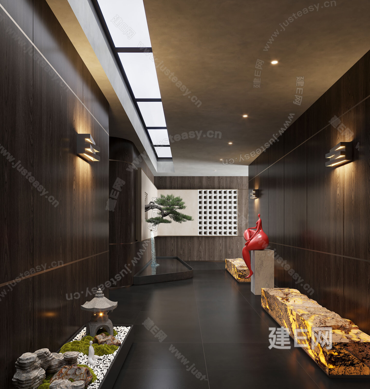 现代过道模型SU模型下载[ID:107434602]_建e网su模型