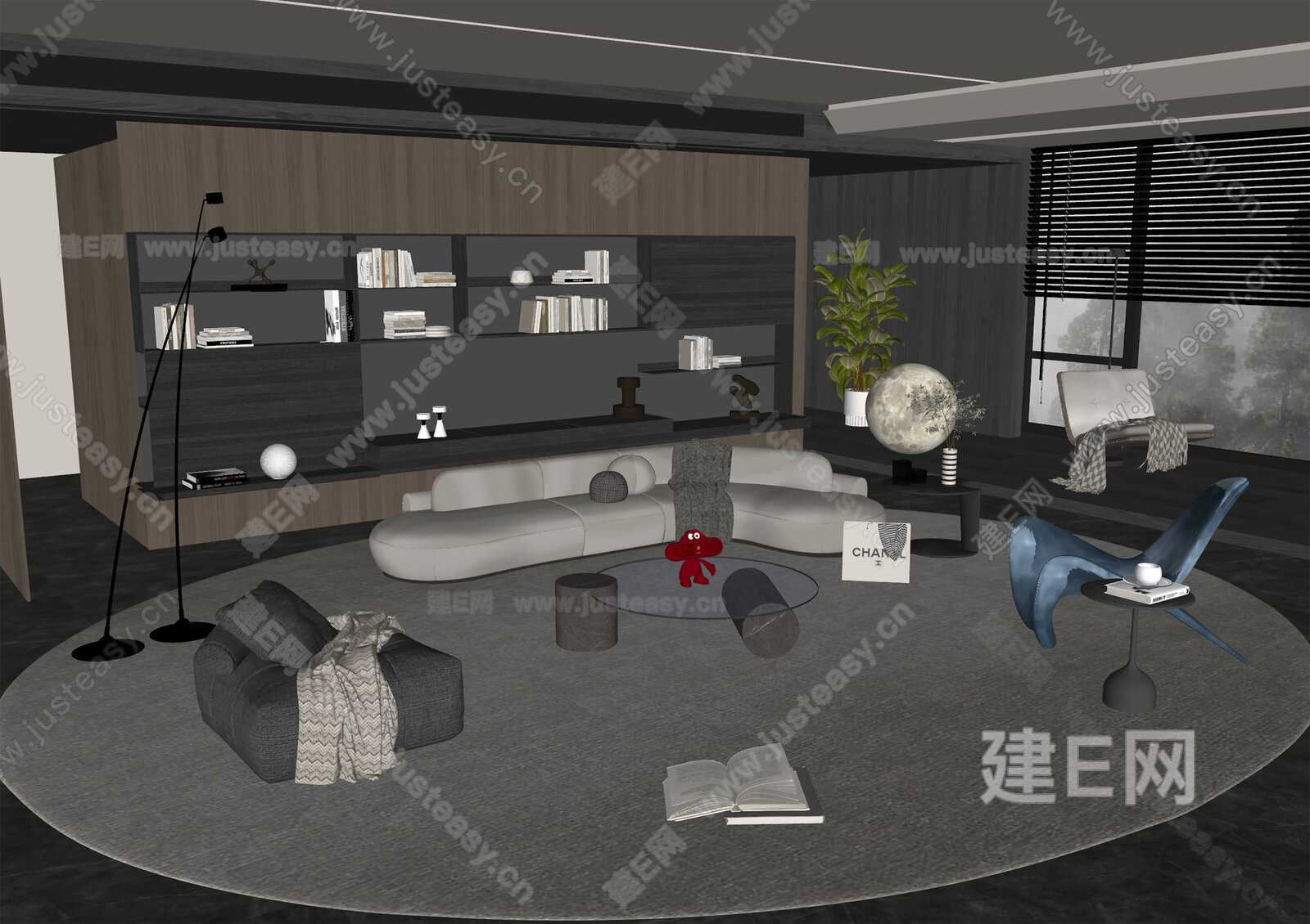 Minotti 米洛提 现代沙发茶几组合模型SU模型下载[ID:107041494]_建e网su模型