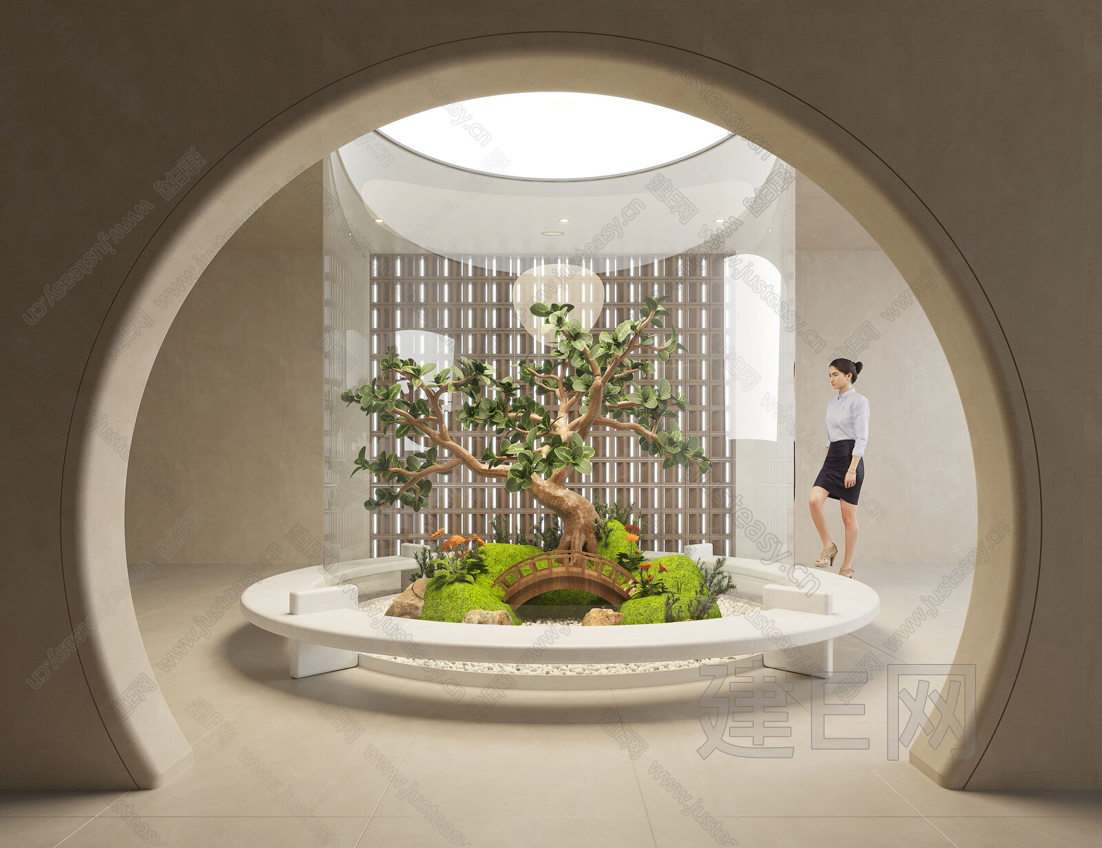 现代室内景观造景模型SU模型下载[ID:107827739]_建E室内设计网