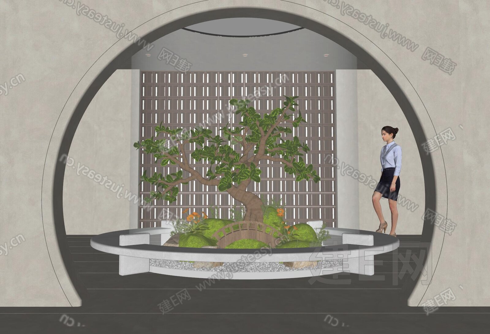 现代室内景观造景模型SU模型下载[ID:107827739]_建E室内设计网