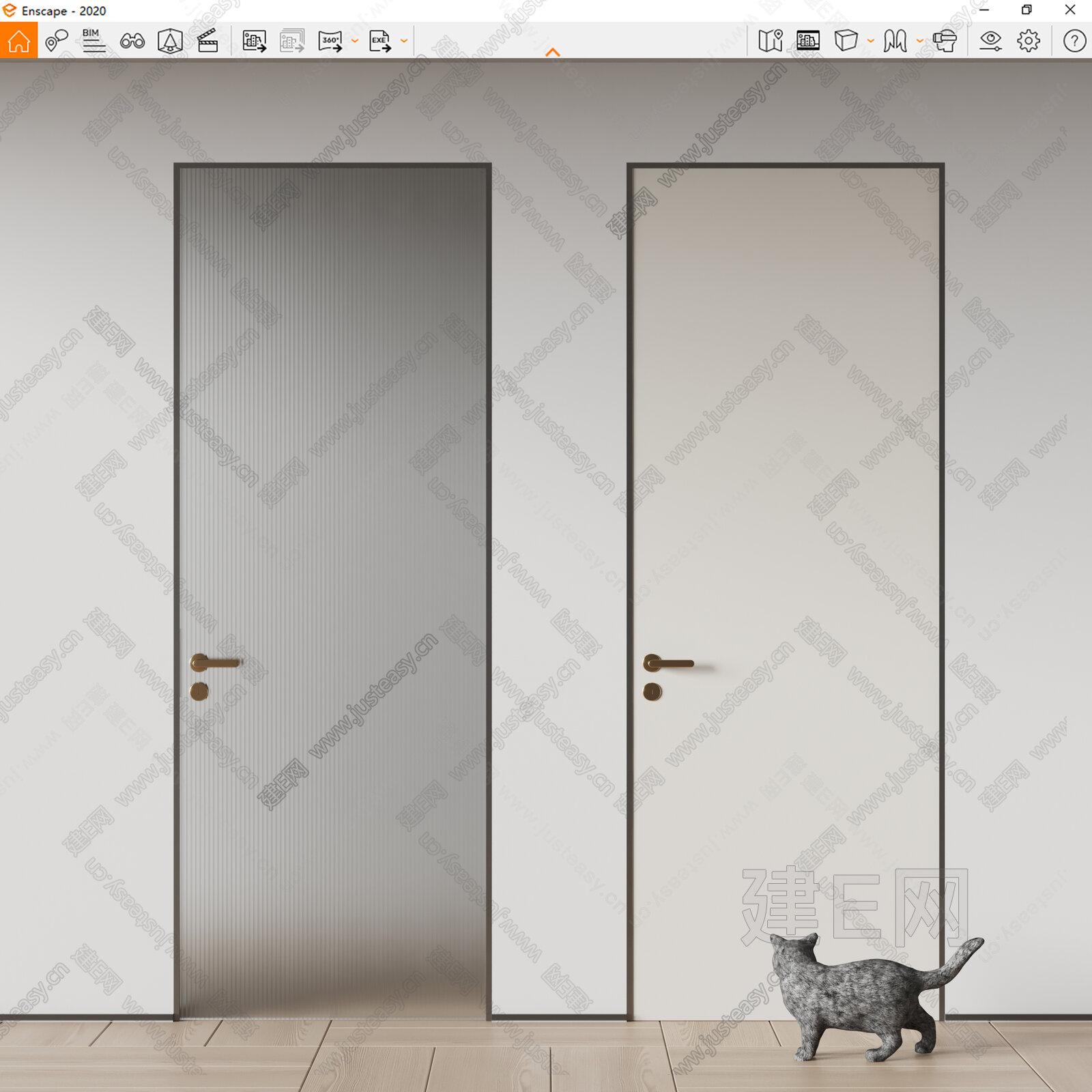 现代门模型SU模型下载[ID:107500065]_建E室内设计网