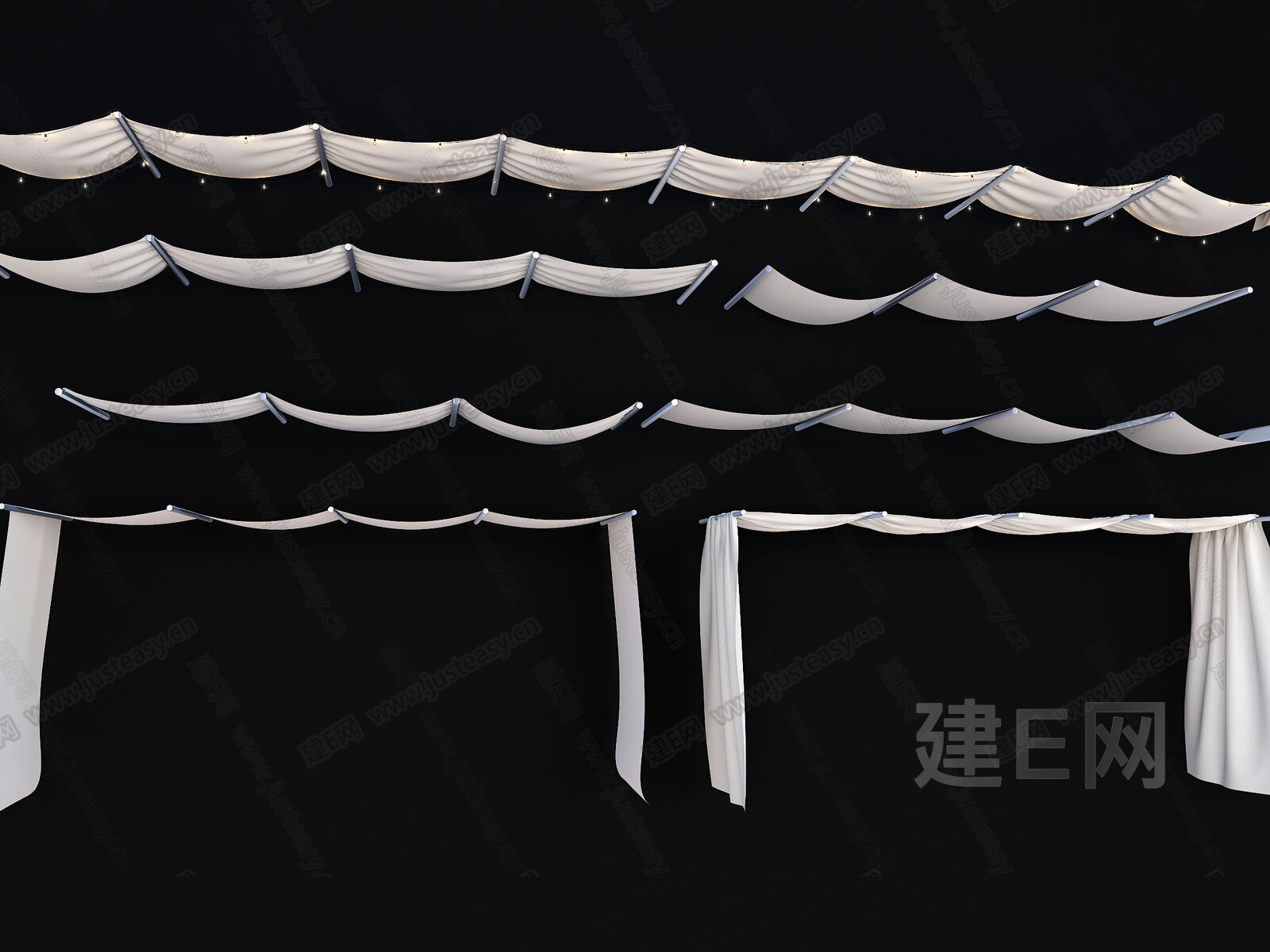 现代帷慢吊顶模型SU模型下载[ID:107500099]_建E室内设计网