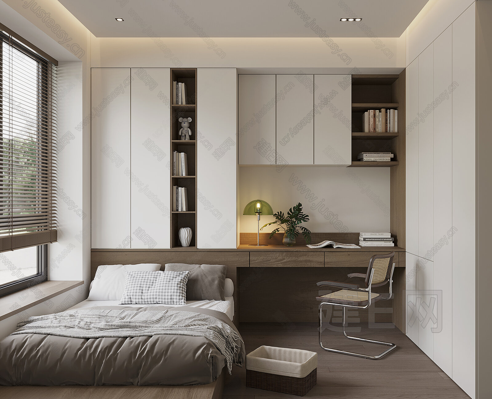 现代榻榻米卧室模型SU模型下载[ID:108286557]_建E室内设计网