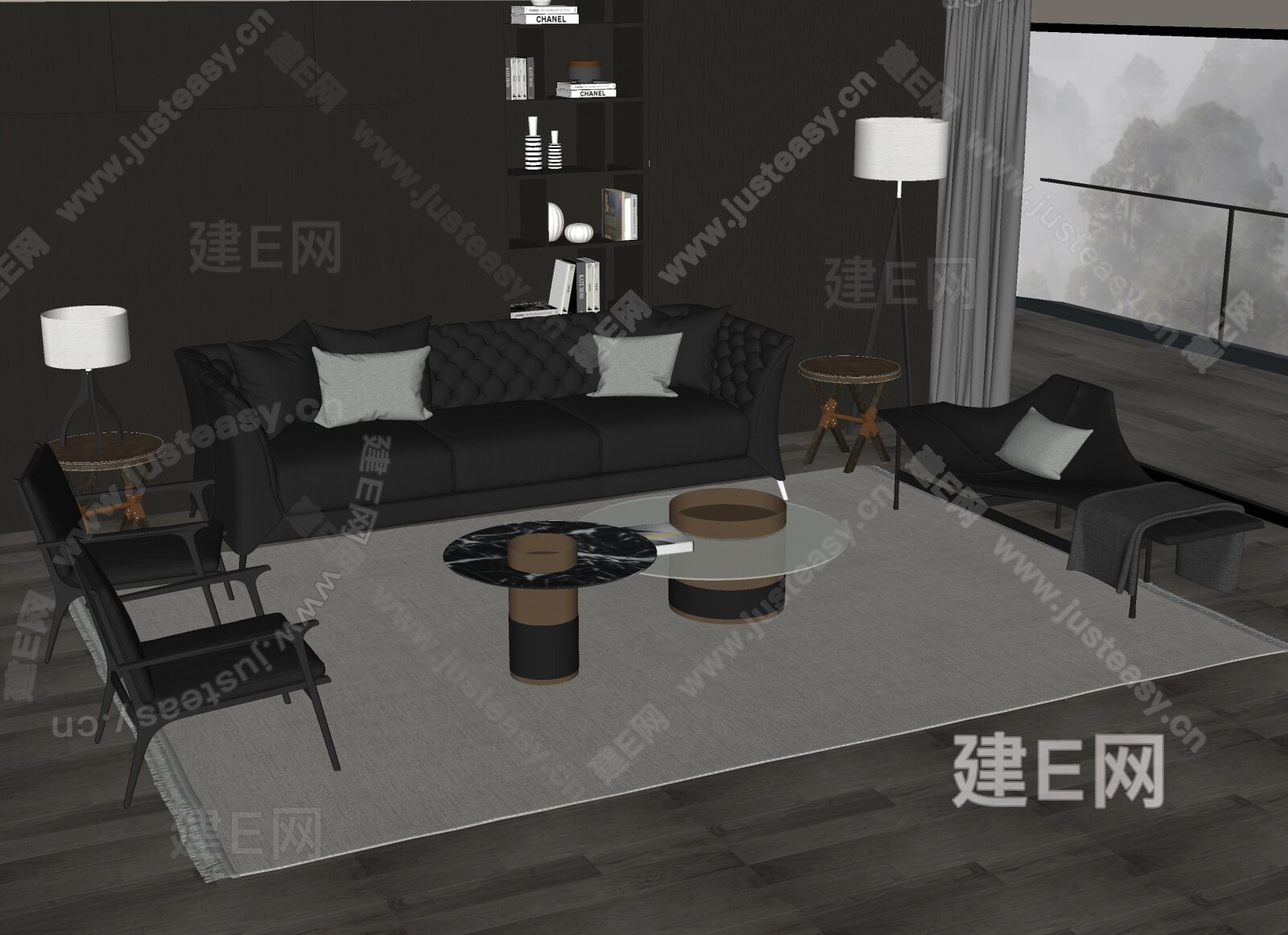 Minotti米洛提 现代沙发茶几组合模型SU模型下载[ID:108352206]_建e网su模型