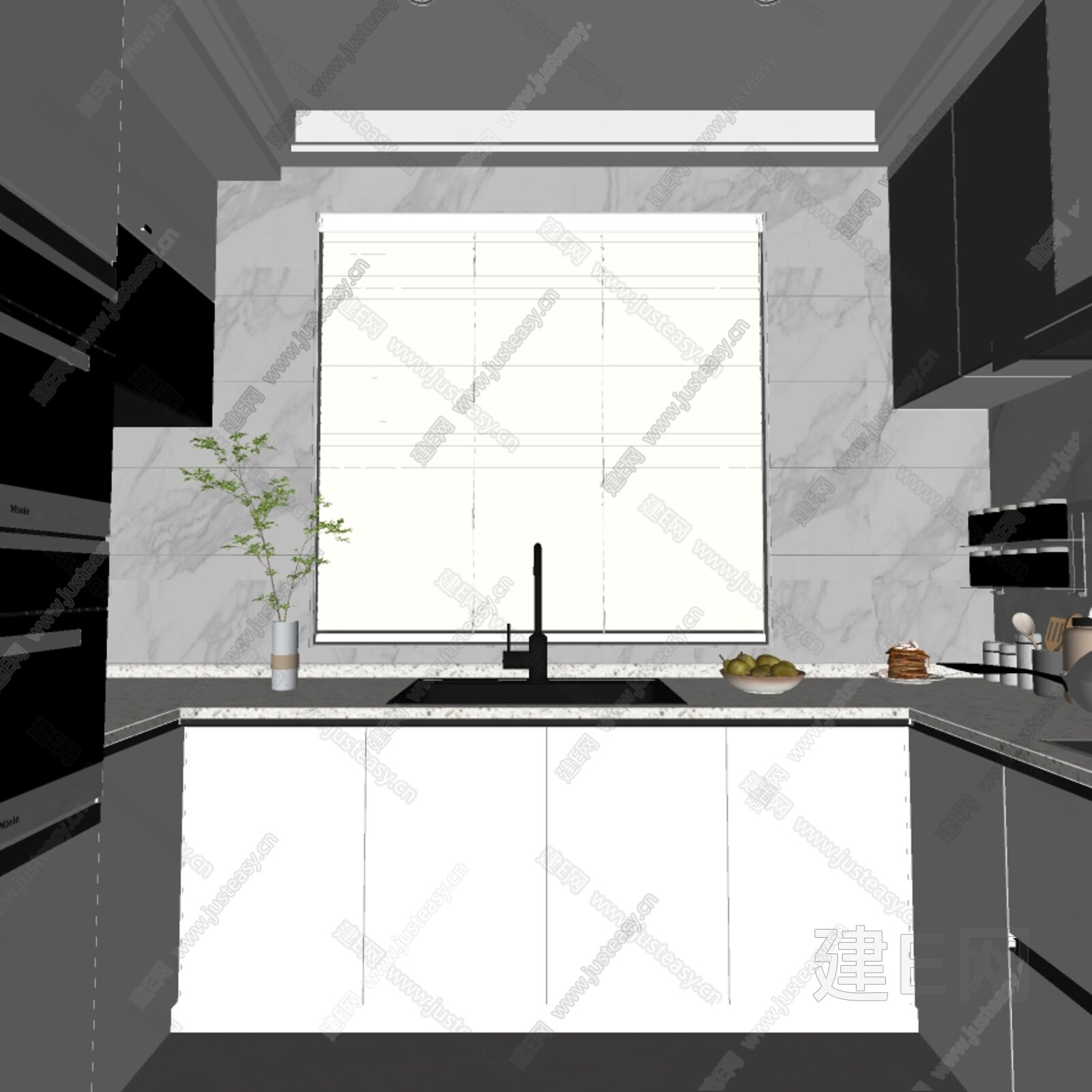 现代厨房模型SU模型下载[ID:108286507]_建E室内设计网