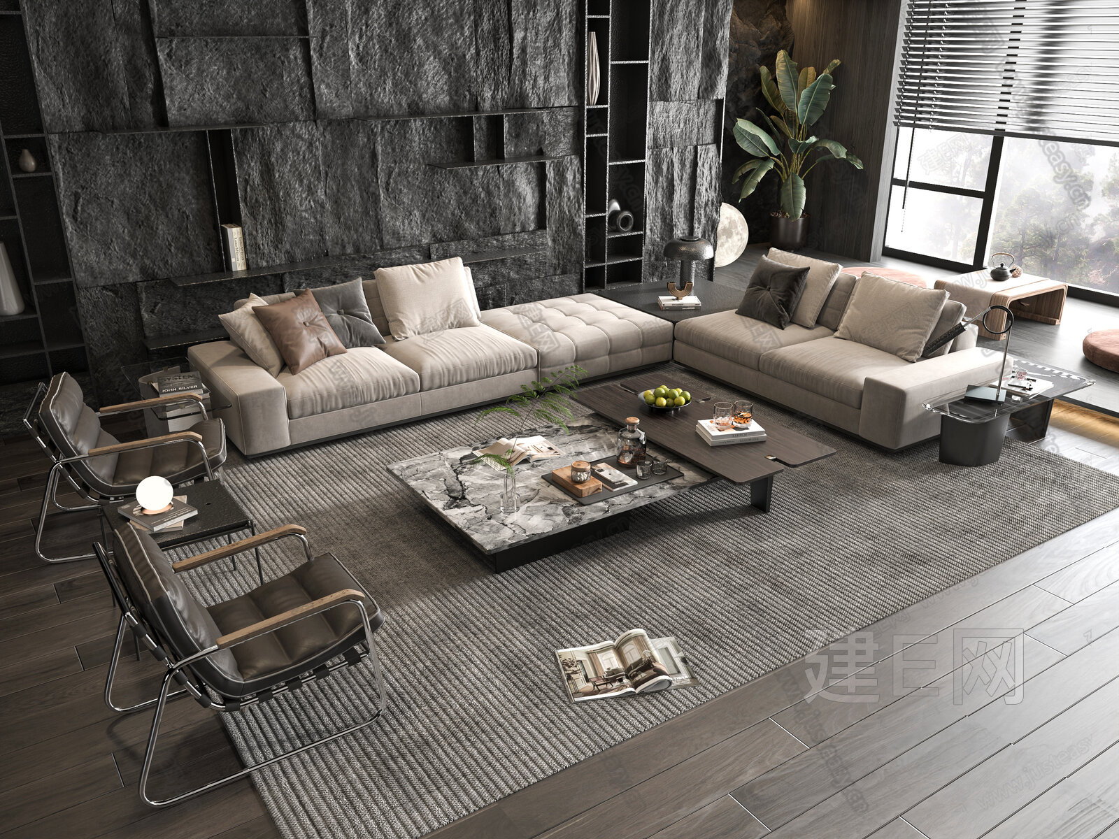 Minotti米洛提 意式沙发茶几组合模型SU模型下载[ID:108089867]_建e网su模型