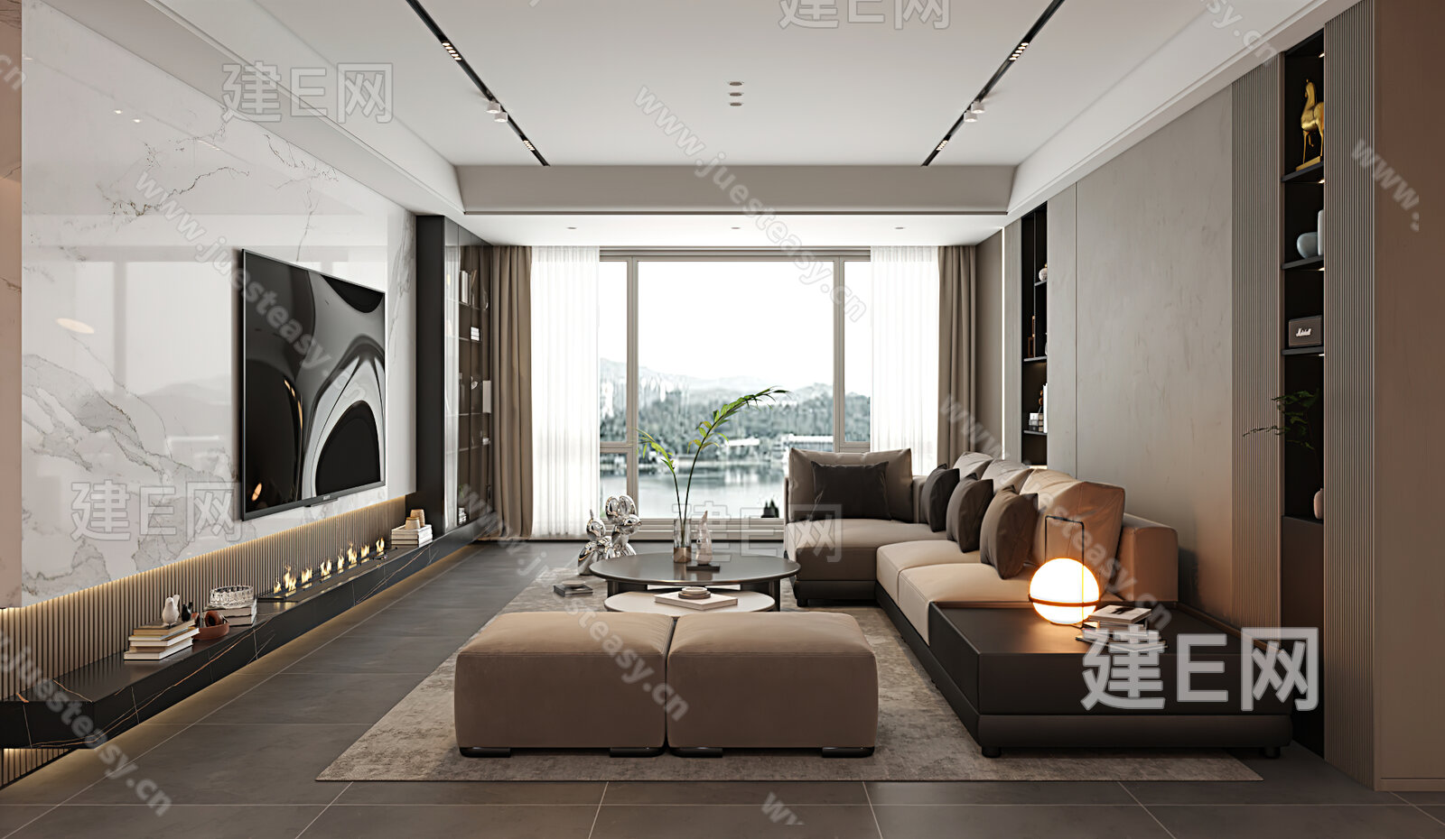 【现代家居客厅3d模型】建E网_现代家居客厅3d模型下载[ID:112286265]_打造3d现代家居客厅模型免费下载平台