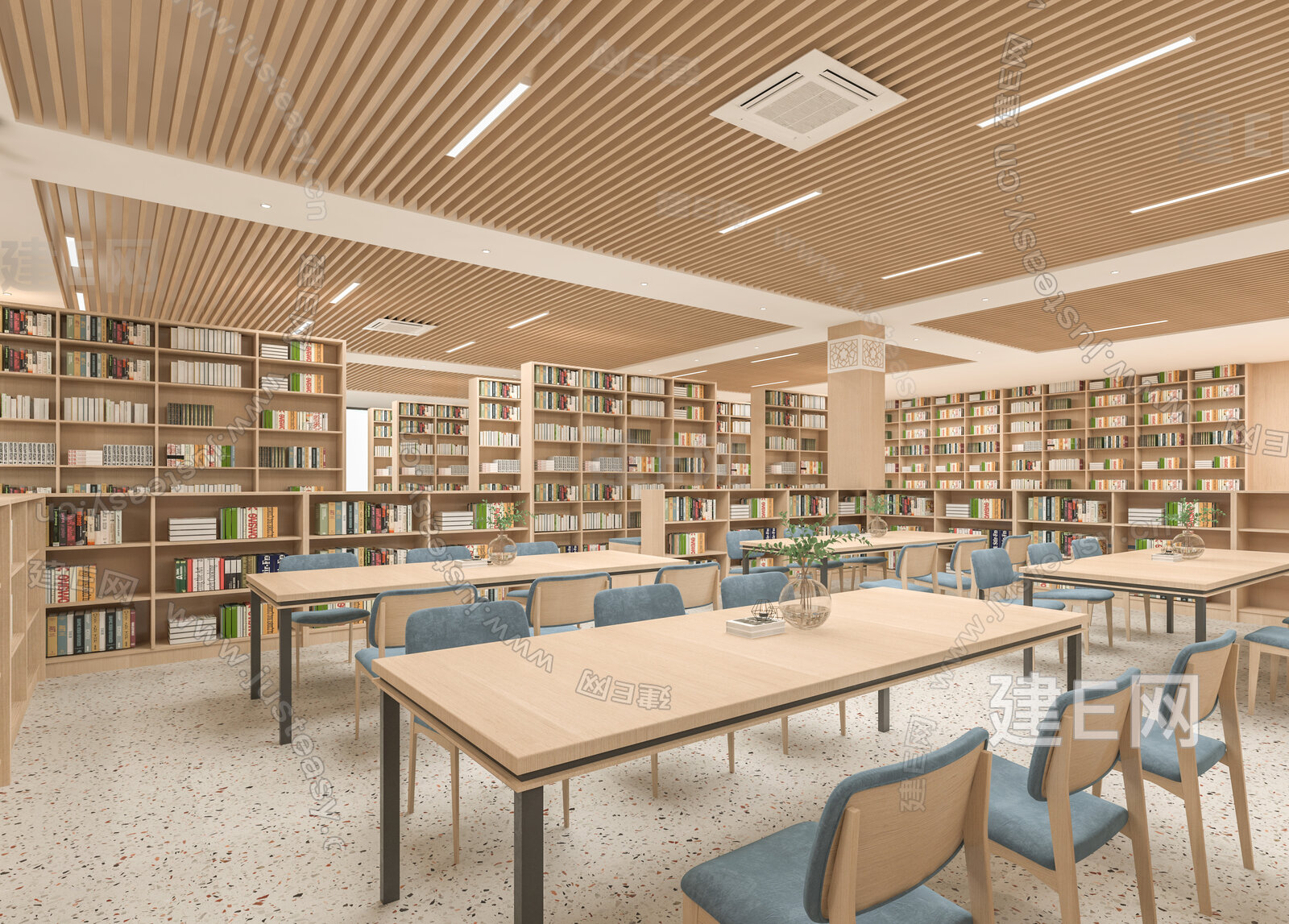 现代图书馆模型SU模型下载[ID:108614150]_建e网su模型