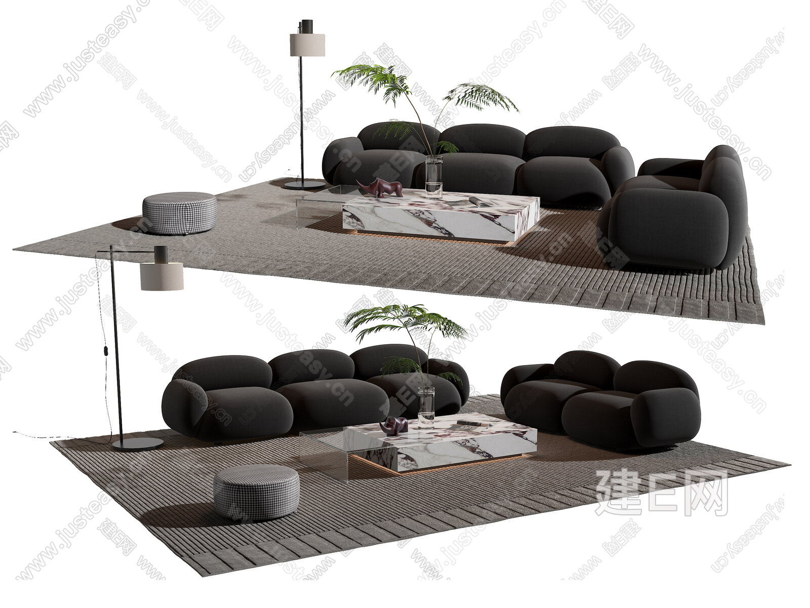 【现代沙发茶几组合3d模型】建E网_现代沙发茶几组合3d模型下载[ID:112941684]_打造3d现代沙发茶几组合模型免费下载平台