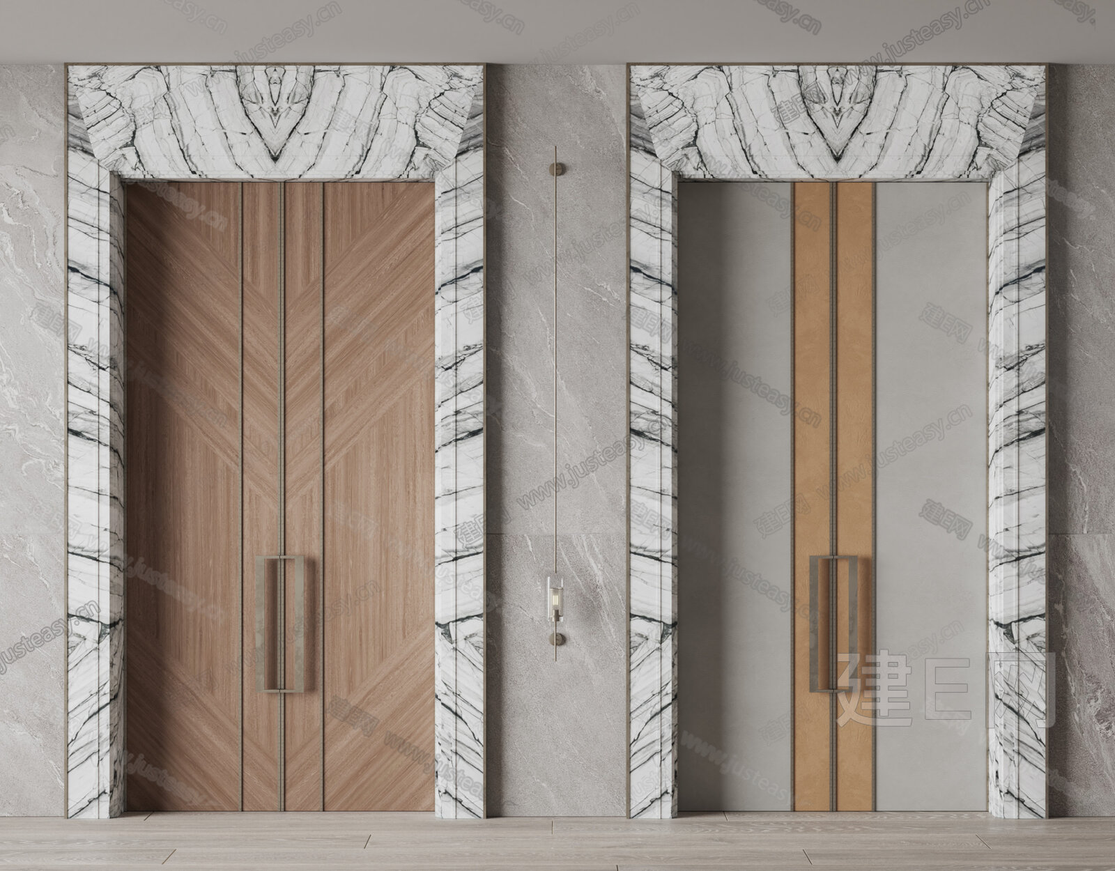 双扇门模型SU模型下载[ID:100684313]_建e网su模型