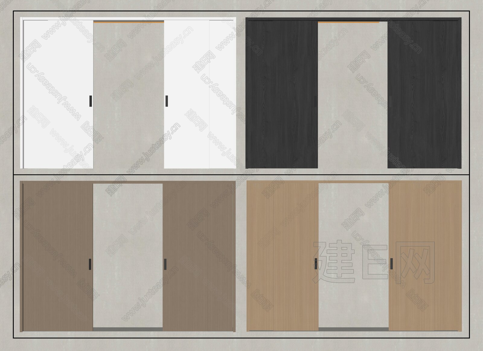 现代移门模型SU模型下载[ID:101274203]_建E室内设计网