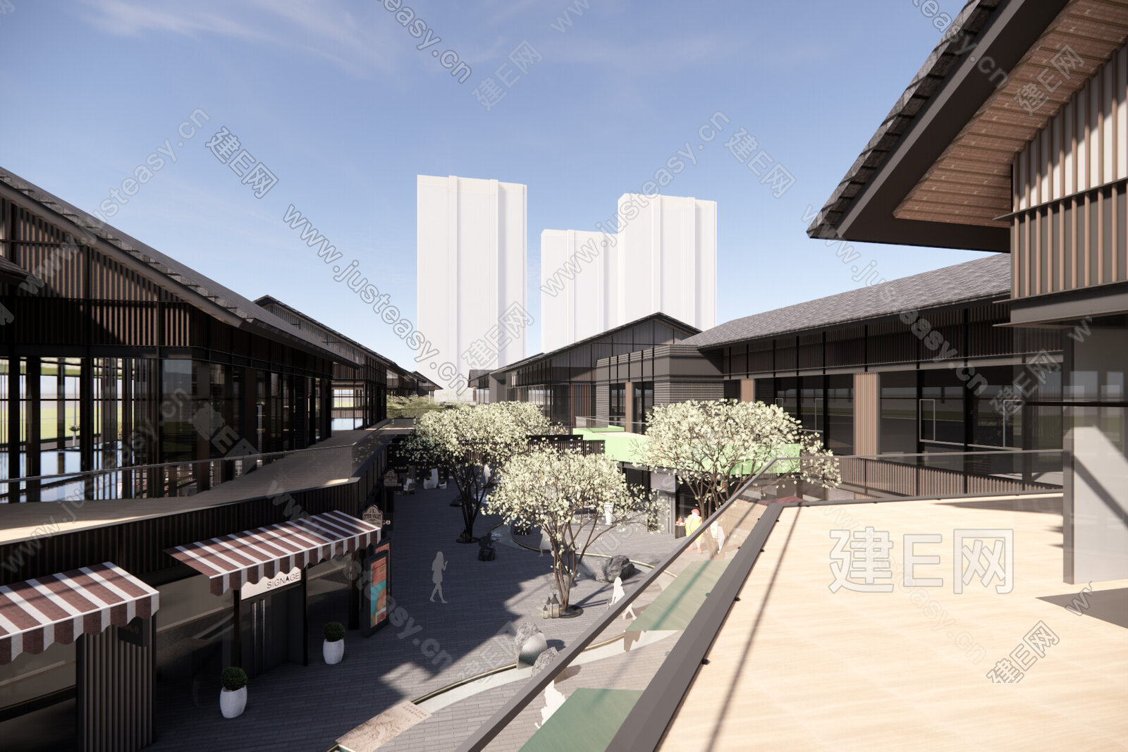 新中式商业街模型SU模型下载[ID:101405327]_建e网su模型