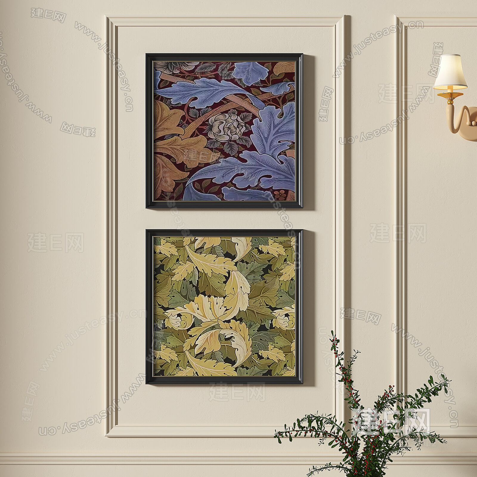 法式中古装饰画 抽象模型SU模型下载[ID:103043759]_建e网su模型