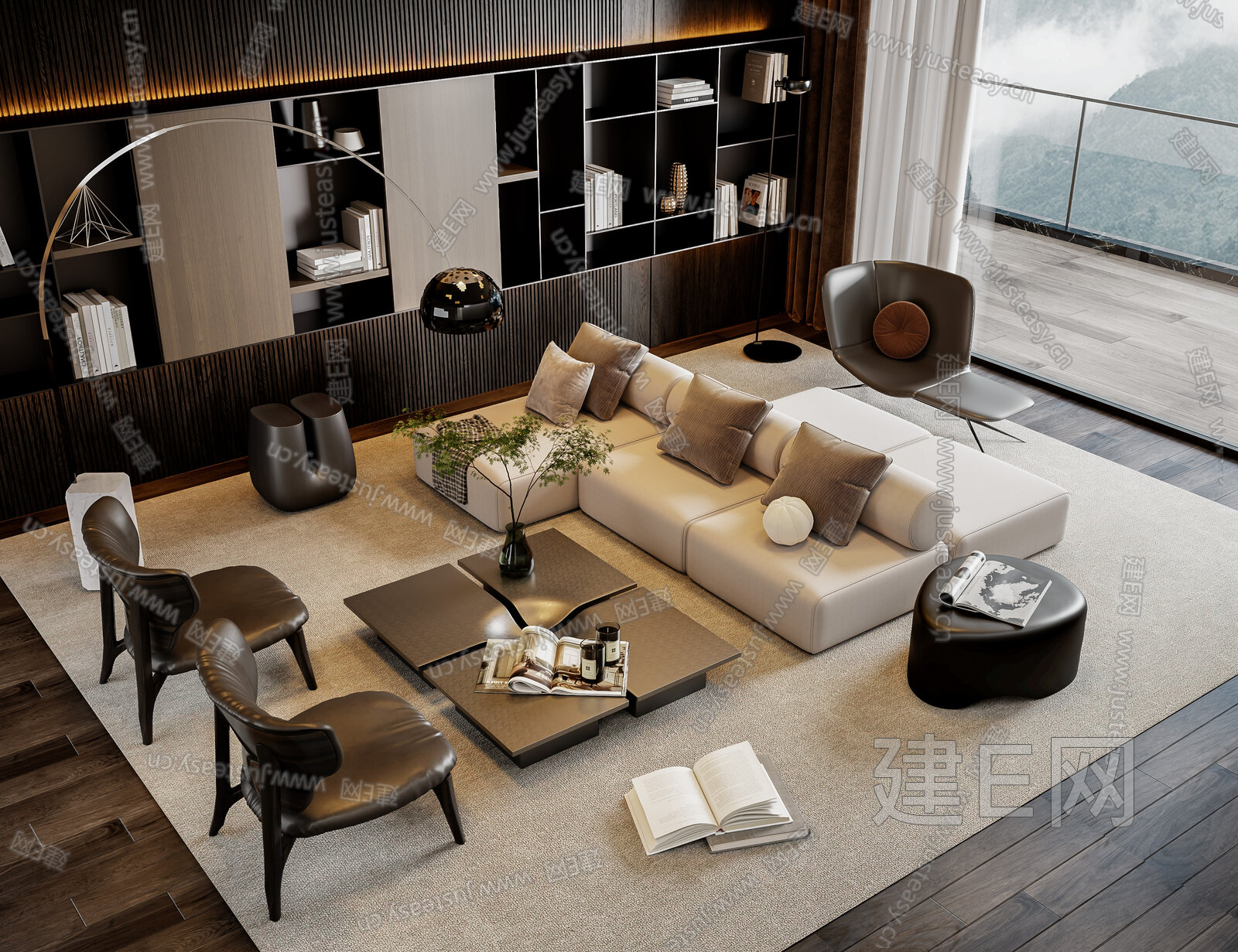 Minotti米洛提 现代沙发茶几组合模型SU模型下载[ID:103240197]_建E室内设计网