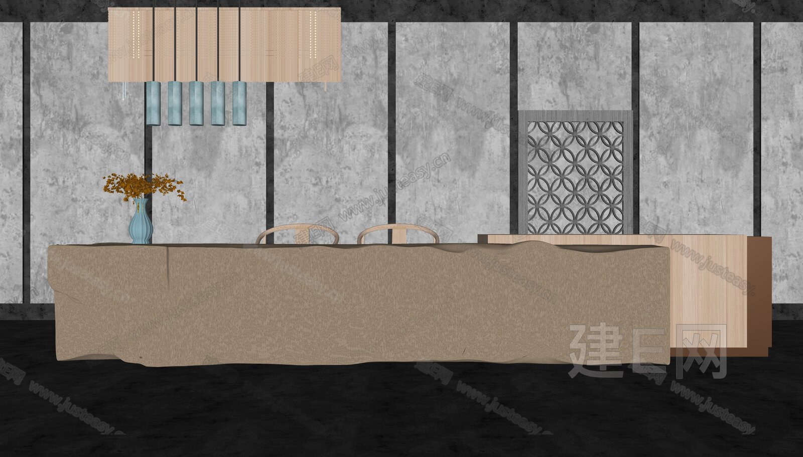 新中式前台SU模型模型SU模型下载[ID:102978144]_建E室内设计网