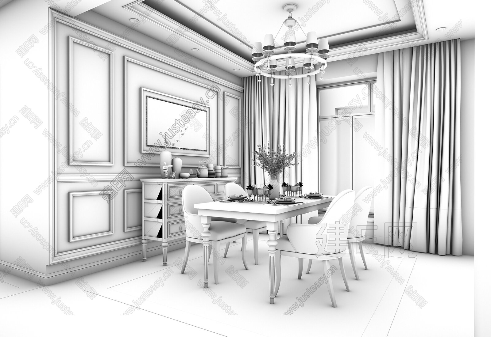 【现代餐厅3d模型】建e网_现代餐厅3d模型下载[ID:101473766]_打造3d现代餐厅模型免费下载平台