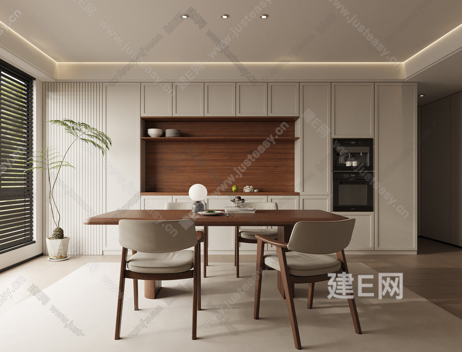 侘寂风餐厅模型SU模型下载[ID:104157936]_建e网su模型