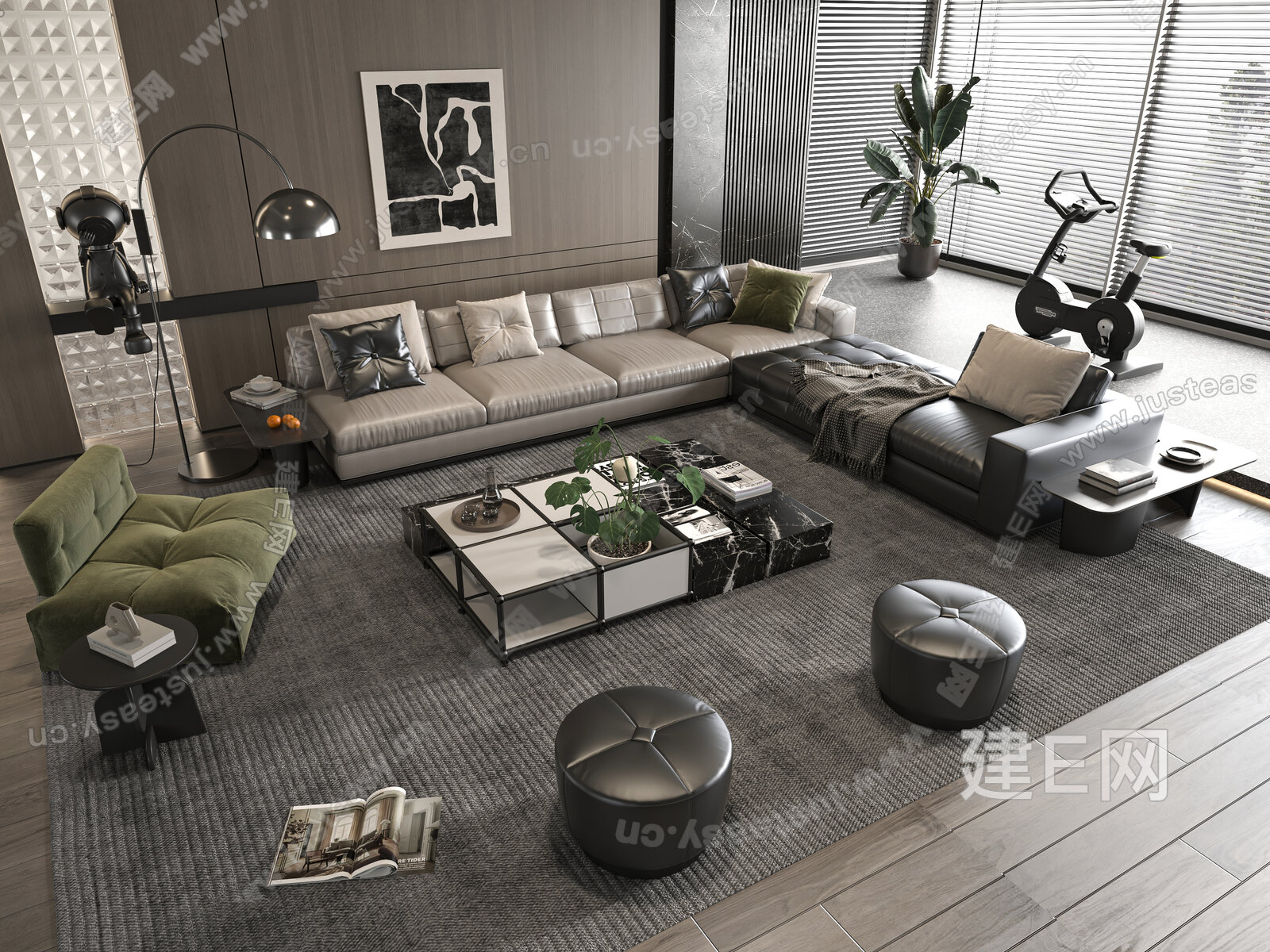 Minotti米洛提 现代沙发茶几组合模型SU模型下载[ID:104026653]_建e网su模型