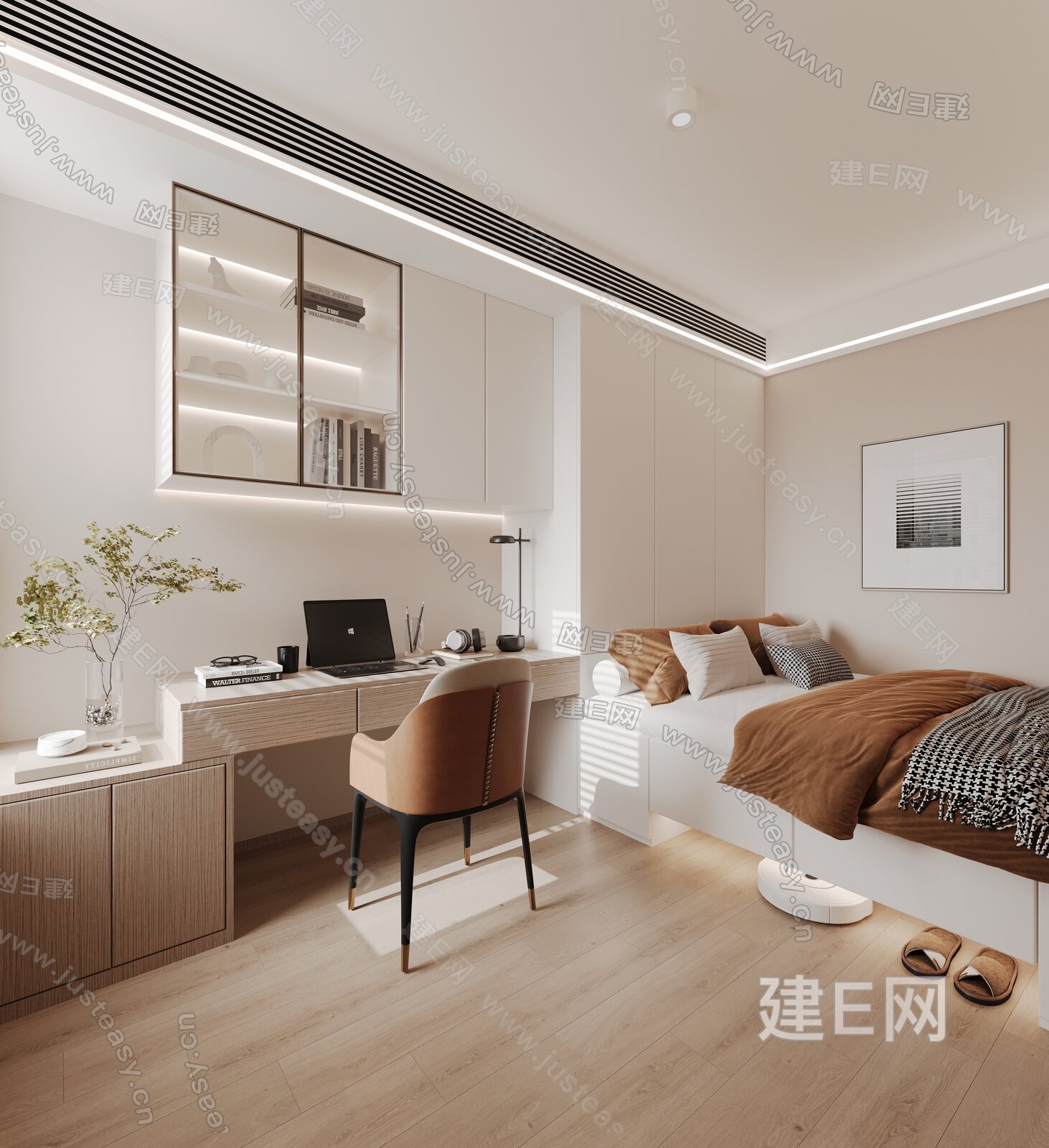 现代榻榻米卧室模型SU模型下载[ID:113267408]_建E室内设计网