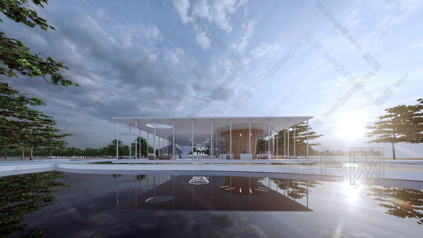 现代展览馆建筑模型SU模型下载[ID:113660668]_建E室内设计网